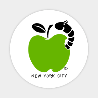 New York City Cute Wormy Green Apple Magnet